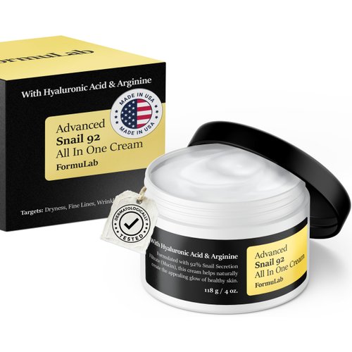 FORMULAB Advanced Snail 92 All In One Cream - Snail Mucin Moisturizer Face Cream - Revitalizing Snail Cream for Dry Skin - Advance Snail Face Moisturizer for Skin Hydration 4oz - Travel Snail Mucin