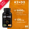 NutraChamps D3 with K2 MK7 Supplement for Heart & Bone Health | Vitamin D & K Complex | 5000 IU of Vitamin D 3 & 100 mcg of Vitamin K 2 MK-7 | 60 Vitamin K2 D3 Capsules