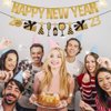Happy New Year Banner 2023 New Years Eve Party Decoration,Golden Firework Theme Happy New Year Banner Bunting Sign for 2023 New Years Party Supplies