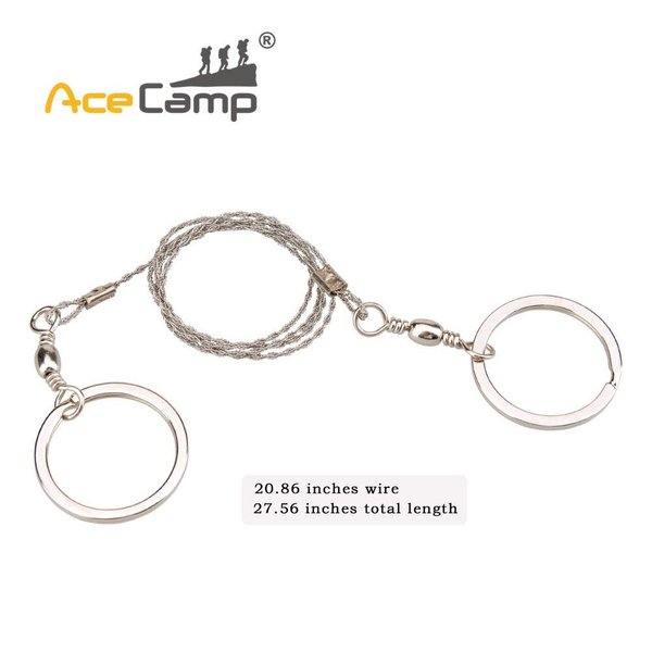 AceCamp Stainless Steel Pocket Wire Saw, Compact Survival Hand Saw Tool, Portable Emergency Rope Handsaw Blade for Cutting Trees, Wood, Camping, Hiking, Outdoors