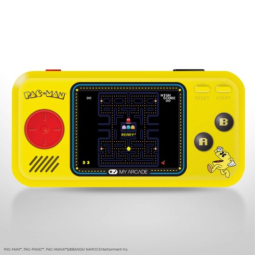 My Arcade Pocket Player Handheld Game Console: 3 Built In Games, Pac-Man, Pac-Panic, Pac-Mania, Full Color Display, Speaker, Volume Controls, Headphone Jack, Battery or Micro USB Powered, Yellow