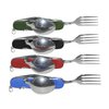 UNCLE JAKE 4 Set 6-in-1 Camping Utensil Stainless Steel Fork Knife Spoon Bottle Opener, Travel Cutlery Hobo Set with both hands