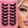 Cat-Eye Lashes Flu-ffy Mink Lashes 20mm Fox Eye Long False Eyelashes 3D Volume Curly Dramatic Fake Eyelashes Thick Full Lashes 7 Pairs Pack(XE05)