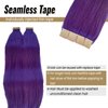 Tape in Hair Extensions Human Hair 16inch 30g 20pcs Purple Remy Hair Extensions Real Human Hair Tape in Invisible Natural Hair Extensions