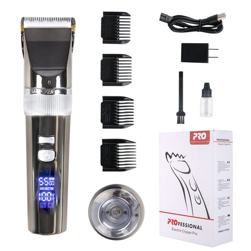 E-Macht Cordless Hair Clippers for Men Professional Hair Cutting Kit Quiet Hair Trimmers 180 Minutes Runtime LED Display with Charging Base for Barbers 4 Guide Combs & 5 Speeds