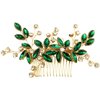 BETITETO Crystal Flower Hair Comb Bridal Wedding Rhinestone Hair Pin Piece for Women Girls (Green)