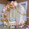 Pink Gold Balloons Set, 60Pcs 12 Inch Pastal Baby Pink Metallic Gold White Balloon with Gold Confetti Latex Balloons for Girls Women Birthday Wedding Baby Bridal Shower Party Decorations Supplies
