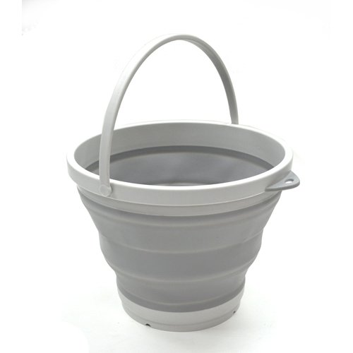 SAMMART 7L (1.8 Gallon) Collapsible Plastic Bucket - Foldable Round Tub - Portable Fishing Water Pail - Space Saving Outdoor Waterpot, Size 28cm Dia (1, Grey)