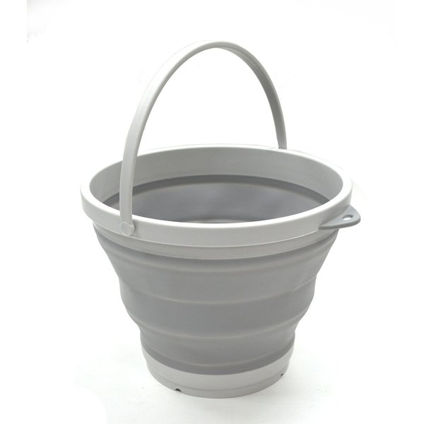 SAMMART 7L (1.8 Gallon) Collapsible Plastic Bucket - Foldable Round Tub - Portable Fishing Water Pail - Space Saving Outdoor Waterpot, Size 28cm Dia (1, Grey)