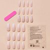 Medium Press on Nails Coffin Fake Nails Rhinestone with Matte Gradient Design Pink Acrylic False Nails Full Cover Artificial Glue on Nails Stick on Nails for Women and Girls Nail Decoration 24Pcs
