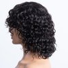 Mjiokii Human Hair Wig with Bangs for Black Women Glueless Short Water Wave Curly Bob Wigs Human Hair with Bang 180% Density None Lace Wavy Bang Wig 100% Brazilian Virgin Hair Natural Black 12 Inch