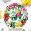 32pcs Hawaiian Luau Paper Plates 7" Disposable Tropical Luau Party Platters Hawaiian Luau Party Supplies Aloha Hawaiian Paper Plates Hawaiian Tropical Hibiscus Paper Plates for Luau Party Supplies