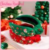 Kovewon 2 Pcs Christmas knotted Headbands for Women Girls Red Green Pearl Rhinestone Headband with Xmas Tree Santa Accessories Winter Christmas Holiday Gifts for Women
