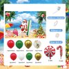 Merry Christmas Party Decorations Kit, Christmas Balloon Arch Garland Kit with Red Green Golden Candy Balloons, Summer Hawaiian Christmas Backdrop Banner,Tropical Beach Xmas Party Decors Supplies