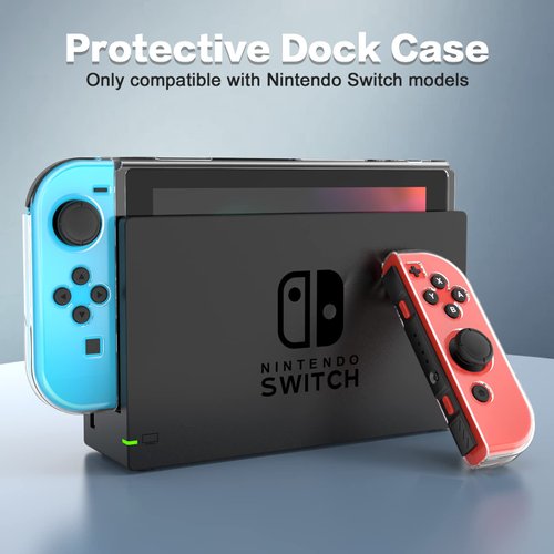 HEYSTOP Switch Case and Switch Screen Protector Compatible with Nintendo Switch, Dockable Soft TPU Switch Protective Case Cover with Switch Accessories, 6 Thumb Grip Caps for Nintendo Switch Console