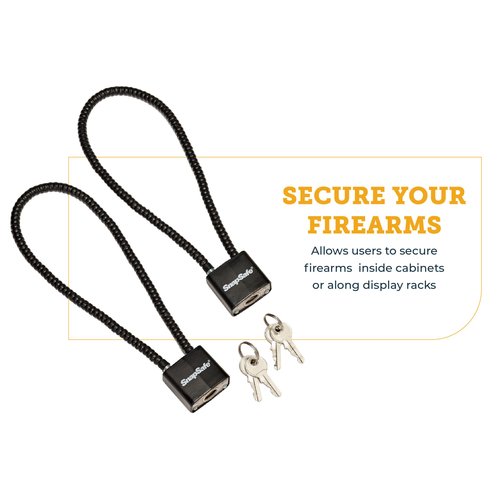 SnapSafe Cable Padlocks, 2 Pack 75281 - PVC Coated Steel Cable Lock with 4 Keys - Secure Multiple Firearms, Handguns, Rifles, or Shotguns Through The Receiver and/or Magwell