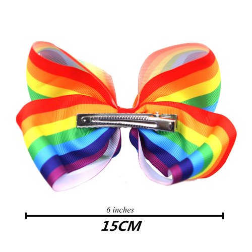 Rainbow Hair Clip Pin Bow Girls Ribbon Hair-bow Hairclips Hair Accessories JHP01 (-Bow)