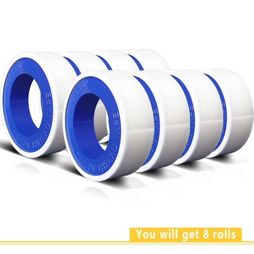 VOTMELL 8 Rolls 1/2 Inch(W) X 520 Inches(L) Teflon Tape,for Plumbers Tape,PTFE Tape,Water Pipe Sealing Tape,Plumbing Tape,Sealant Tape,Thread Seal Tape for Shower Head,Duct Tape,White