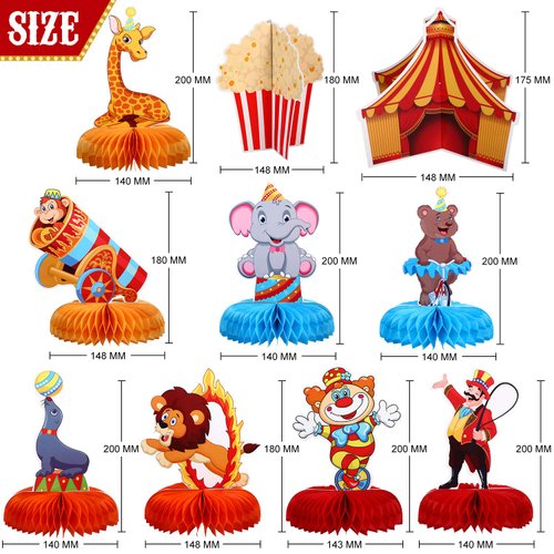 10 Pieces Carnival Party Decorations Circus Theme Party Decorations Carnival Centerpieces for Tables Carnival Table Decorations Cake Toppers Party Favors Supplies