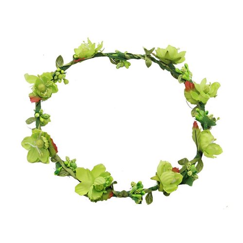 Kewl Fashion Women's Plum Wreath with Leaves Plum Flower Wreath Crown for Travel Wedding Party Festivals (Green)