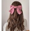 Big Satin Bowknot Hair Clip Barrettes - Cute Silk Hair Accessories for Girls and Women in Pink