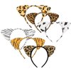 WOVOWOVO 6 Pieces Leopard Cat Ear Headband for Women Animal Ears Hairbands Cheetah Ears Headbands Halloween Cosplay Costume Theme Party Decorations for Kids Adults
