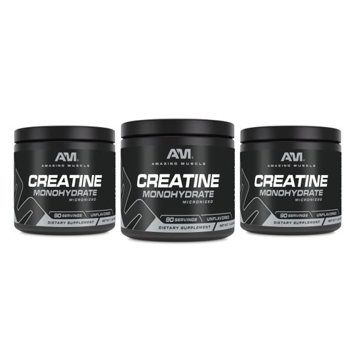 Amazing Muscle Micronized Creatine Monohydrate | 90 Servings | 5000 Mg per Serving | 1 Lb (454 Grams) | Ideal Pre & Post Workout Supplement | Unflavored (3 Pack)