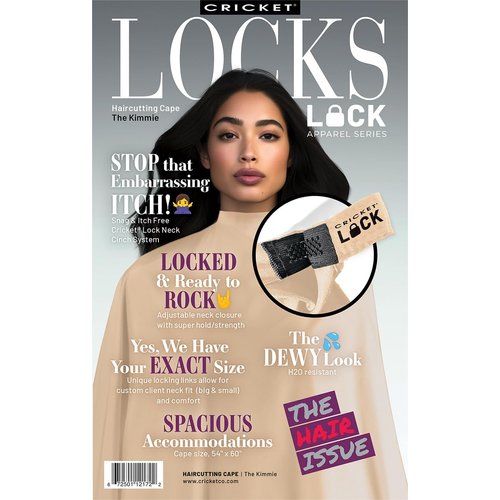 Cricket Lock Apparel Haircutting Hairstylist Cape for Clients Professional Salon Barbershop Hairdresser Cape for Women Men Adults, New Unique Lock Neck Closure Haircut Hair Color Cape, Kimmie, Beige