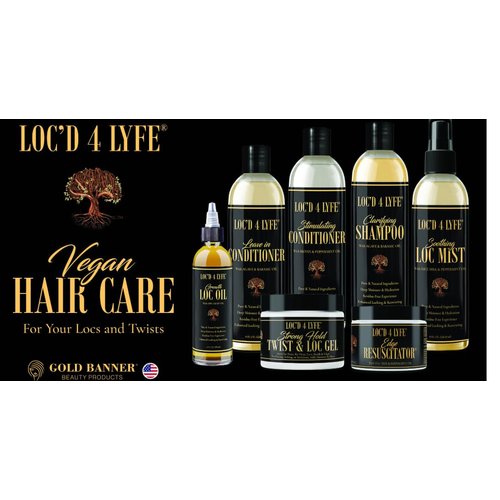 Gold Banner Beauty LOC'D 4 LYFE Clarifying Shampoo 8oz – Organic Agave & Babassu Oil for Scalp Health | Detoxifies & Strengthens Hair Follicles | Refreshes & Revives Dull Hair
