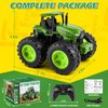 Remote Control Tractor Toys, Light Up Farm Monster Trucks Toy for Boys 3, 4, 5, 6, 7 Year Old, 2.4 Ghz RC Tractor Toys, Ideal Christmas, Birthday Gifts for Kids