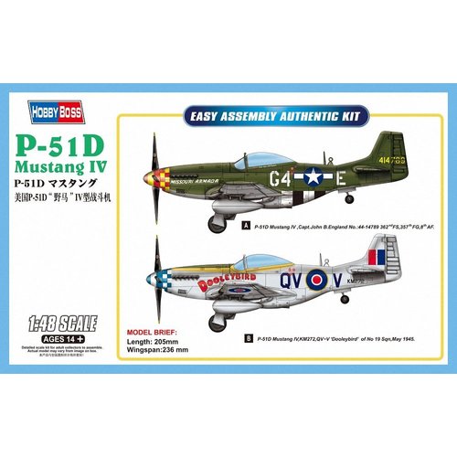 Hobby Boss Easy Assembly P-51D Mustang IV Airplane Model Building Kit