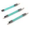 WOKOTO 3 Pcs Set 2 Ways Silicone Nail Art Acrylic Pen Brushes set Blue Rhinestones Design Sculpture Carving Brush For 3D Effect Shaping Drawing Dotting Tools