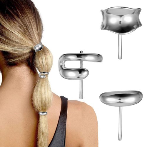 Tyqour 3Pcs Silver Hair Cuffs for Ponytails Metal Ponytail Cuff High Ponytail Buckle Decorative B...