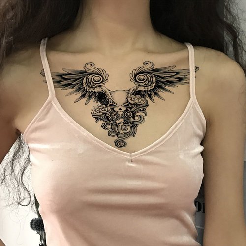 TAFLY Temporary Tattoos Sticker for Women Sexy Wings Designs Chest Fake Long Lasting Body Art Transfer Tattoos 3 Sheets