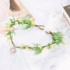 SuPoo Fairy Crown Yellow Flower Crown for Women Green Leaf Elf Crown Rhinestone Pendant Cosplay Flower Headbands Boho Flower Girl Headpiece Fairy Accessories for Renaissance Fair Maternity Wedding