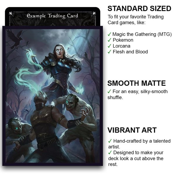 Fantasy North - Drain Life - 100 Smooth Matte TCG Trading Card Sleeves - Fits Magic MTG Commander Pokemon and Other Card Games - Playing Card Sleeves