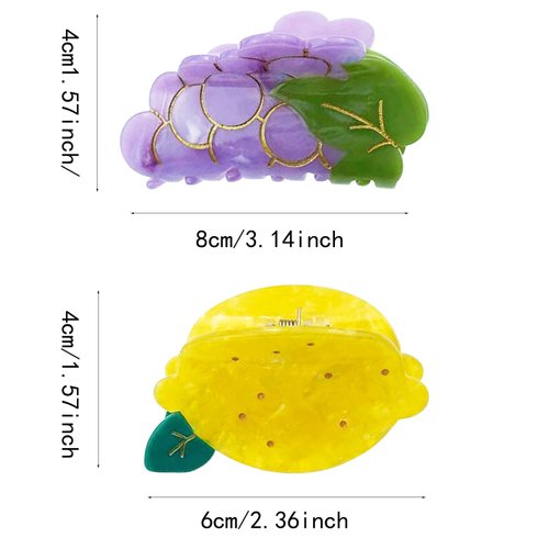 2 PCS Grape Shaped Hair Claw Clips - Strong Hold Medium Jaw Clips, Hair Barrettes, Ponytail Holders for Beach Summer, Hair Accessories for Women Girls
