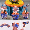 Cracoo Dart War Party Cupcake Toppers Wrappers Kids Birthday Gun Picks Target Bullet Dart War Party Supplies Decoration -48 Piece