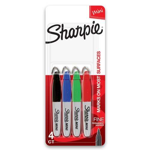 SHARPIE Mini Permanent Markers, Fine Point, Assorted Colors, 4 Count