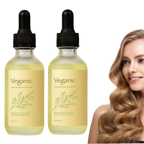 Veganic Natural Hair Growth Oil,2PCS Veganic Hair Growth Oil, Veganic Hair Oil for Hair Growth for Men and Women