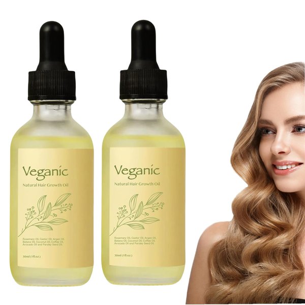 Veganic Natural Hair Growth Oil,2PCS Veganic Hair Growth Oil, Veganic Hair Oil for Hair Growth for Men and Women