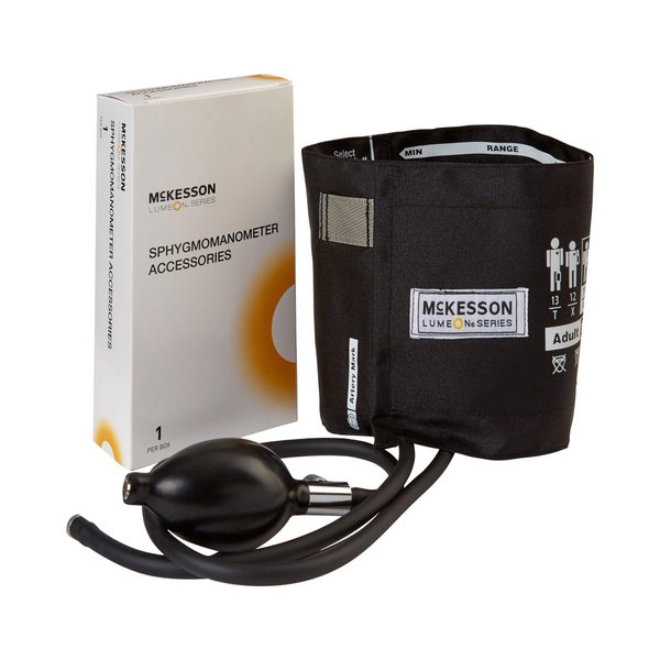 McKesson LUMEON Blood Pressure Cuff and Bulb, Black, Adult Medium, 23 cm to 40 cm, 1 Count