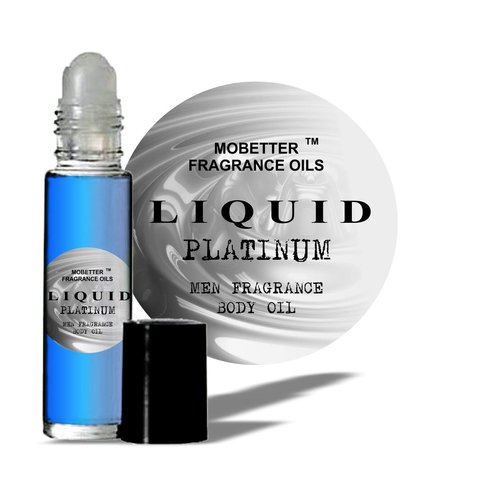 MoBetter Fragrance Oils Liquid Platinum Men Body Oil 1/3 oz roll on Glass Bottle
