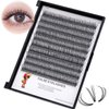 Bodermincer 400pcs D Curl Lash Clusters 8-10-12-14mm/10-12-14-16mm MIX Fish Tail Lash Cluster Premade Volume Lash Fans Volume Lashes Knotted (Black 12mm)