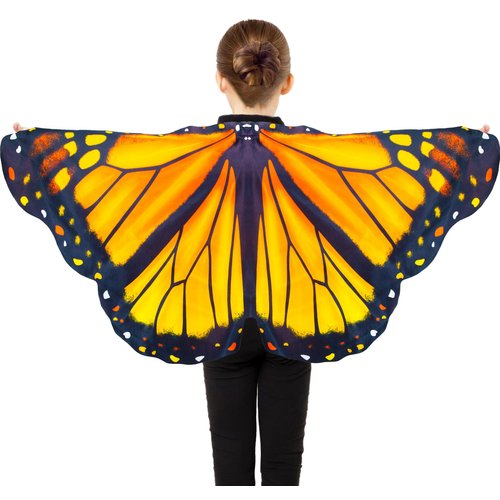 D.Q.Z Toddler Butterfly-Wings-Costume for Girls Princess Dress-Up Clothes, Spring Bug Toys for Kids Birthday Party Gifts Idea (Orange)