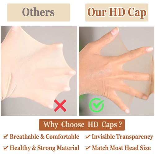 HD Dark Brown Wig Cap 12 Pcs Wig Caps For Women Transparent Wig Cap For Lace Front Wig Invisible Stocking Caps Sheer Wig Cap with Elastic Wig Band Set Wig Accessories（12 HD Wig Caps+1 Wig Band）