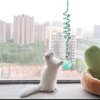 Audoloku 3 Pcs Cat Spring Toys with Self Adhesive Suction Cup Door Ceiling Hanging Cat Toy Interactive Kitten Coil Toys for Indoor Cat Ball Toys with Bell, Foldable Plush Rope Tail Cat Teaser Toy