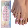 Maigitur Toe Nail Tips - Short French Tip Toenail Press Ons, 120Pcs Pink Soft Gel Toe Nail Tips, Soak Off Press On Toenails Square Fake Toes for Women Girls Manicure