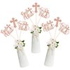 15 Pack God Bless Party Decorations, Baptism Centerpiece Sticks, First Communion Table Toppers Decorations for Religious God Bless Babyshower Christian Baptism Party Decorations Rose Gold