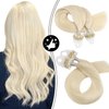 Moresoo Micro Ring Hair Extensions Blonde Human Hair Micro Beads Hair Extensions Platinum Blonde Micro Link Extensions Blonde #60 50G/50S 18In